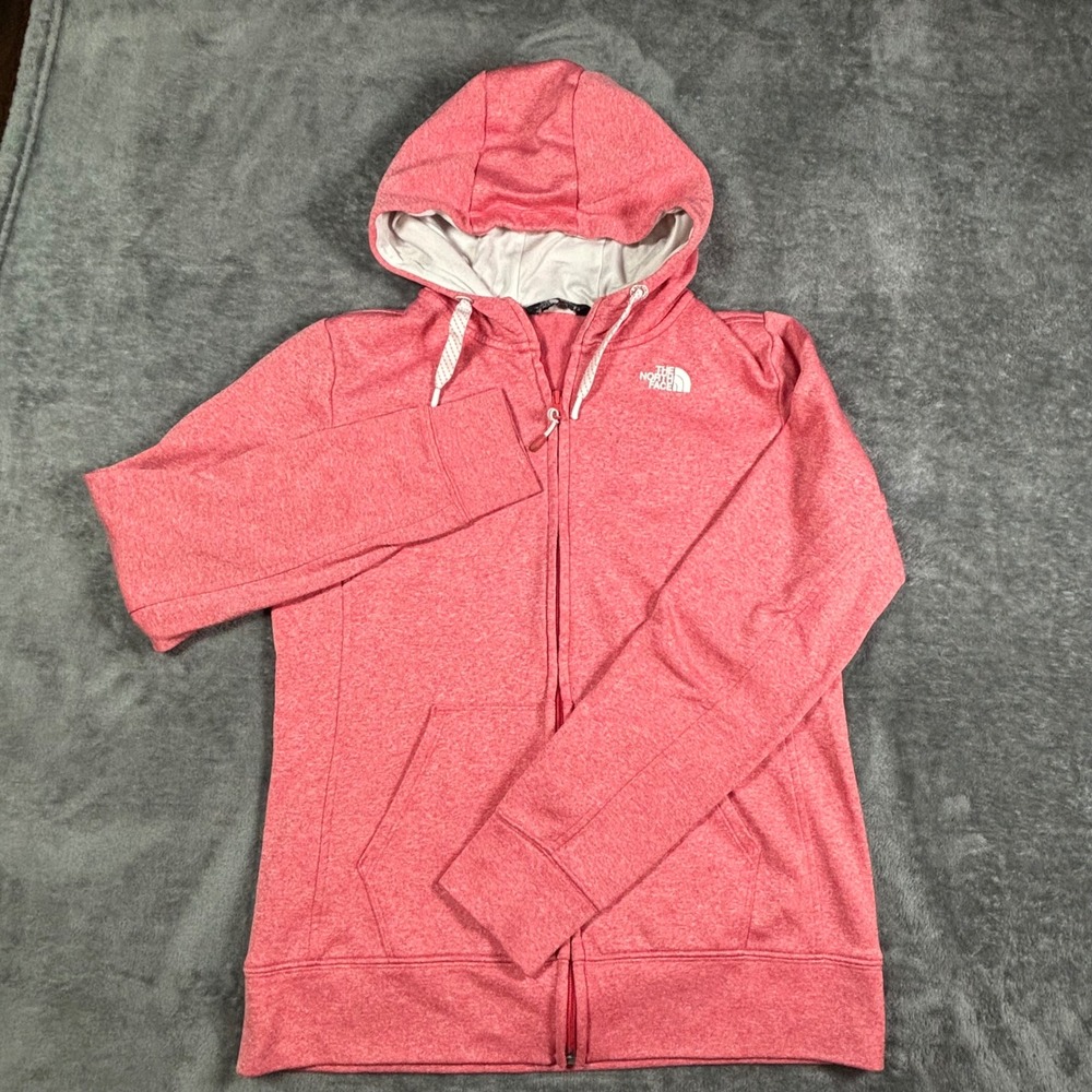 The North Face Womens Pink Heather Full Zip Hoodie Sweatshirt Thumbholes Size M